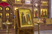 Встреча иконы святых благоверных князей Петра и Февронии с мощами в Спасо-Преображенском кафедральном соборе 22 марта 2019 г.